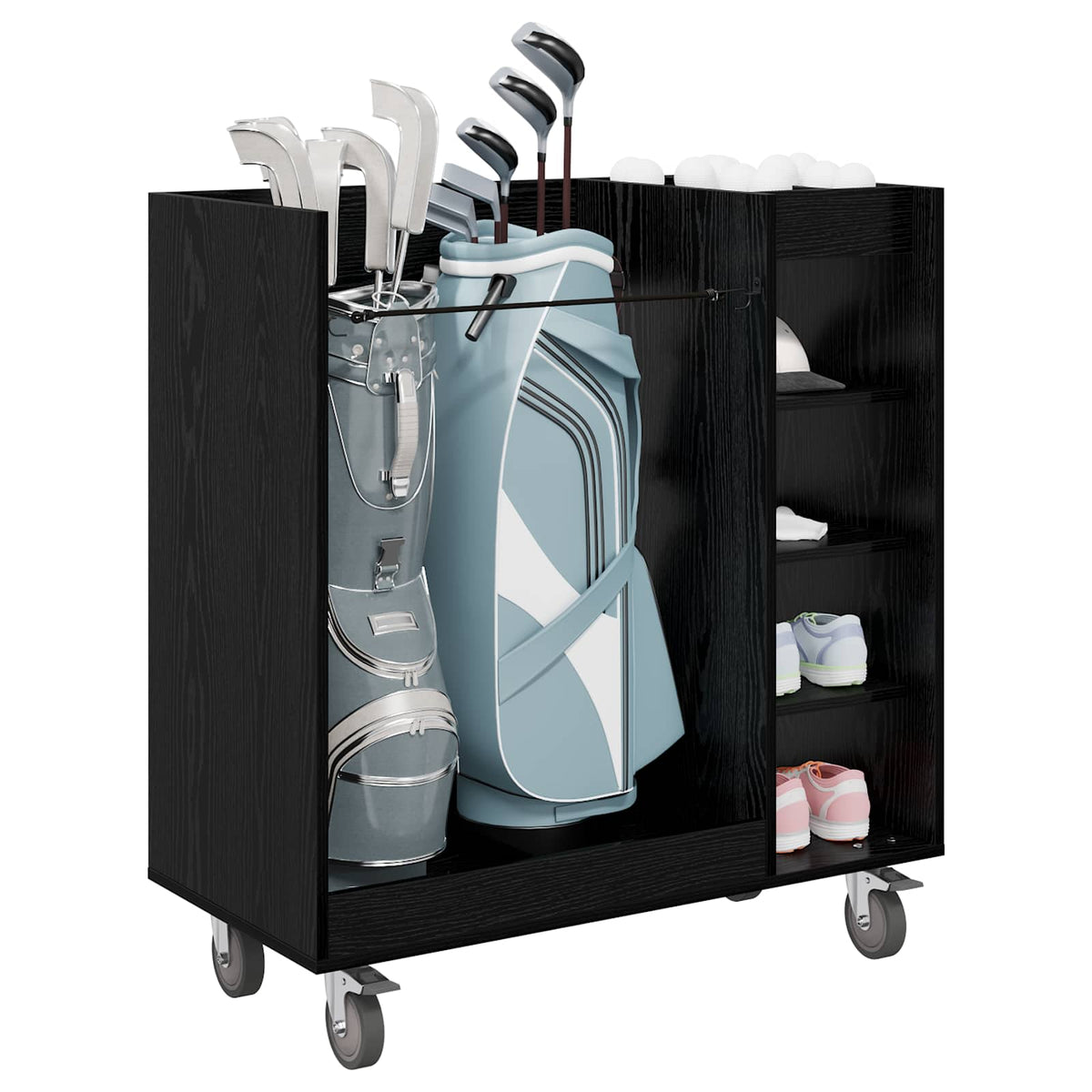 Vidaxx Golfschrank mit Rad schlichte schwarze Eiche 90 x 45 x 98 cm
