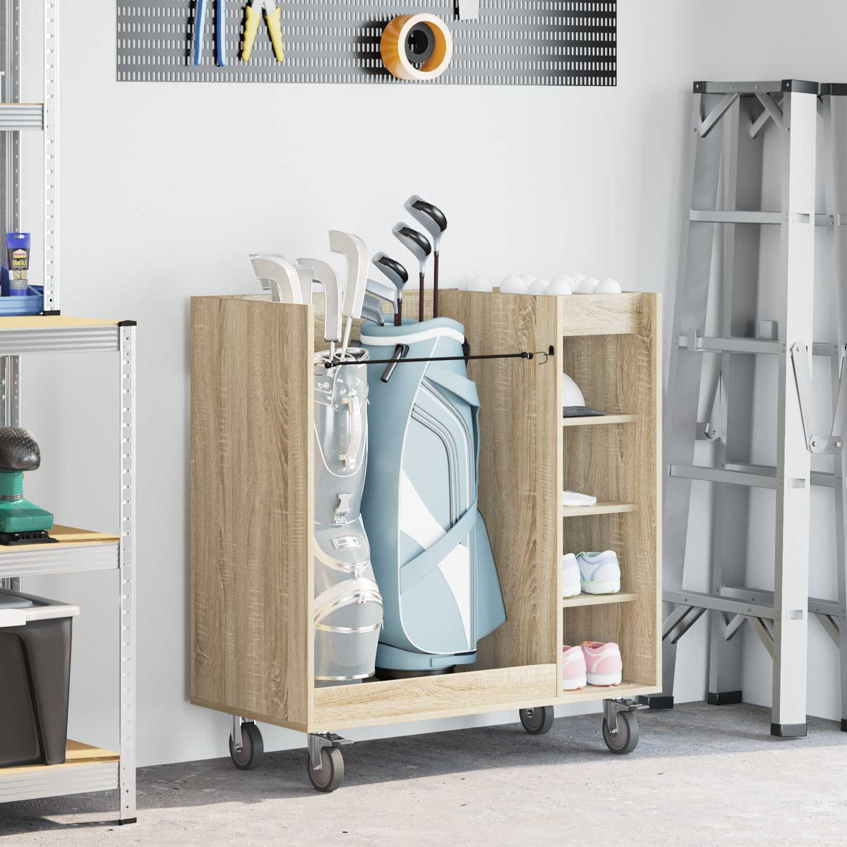 Vidaxl Golfschrank mit Rad Sonoma-Eiche natur 90 x 45 x 98 cm