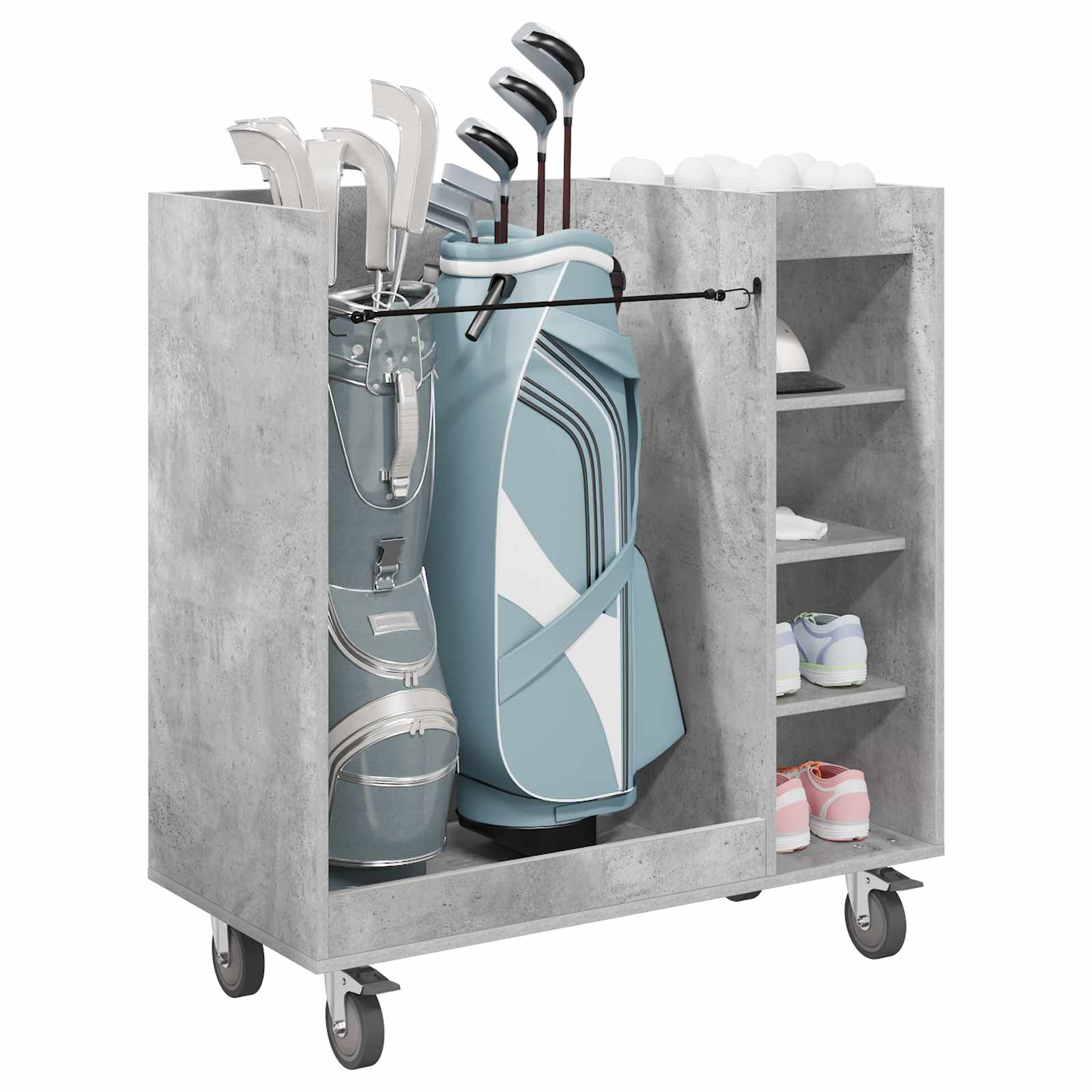 Vidaxx Golfschrank mit Rad schlicht betongrau 90 x 45 x 98 cm