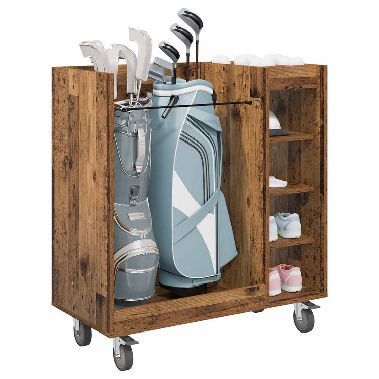 Vidaxx Golfschrank mit Rad, Altholz schlicht, 90 x 45 x 98 cm