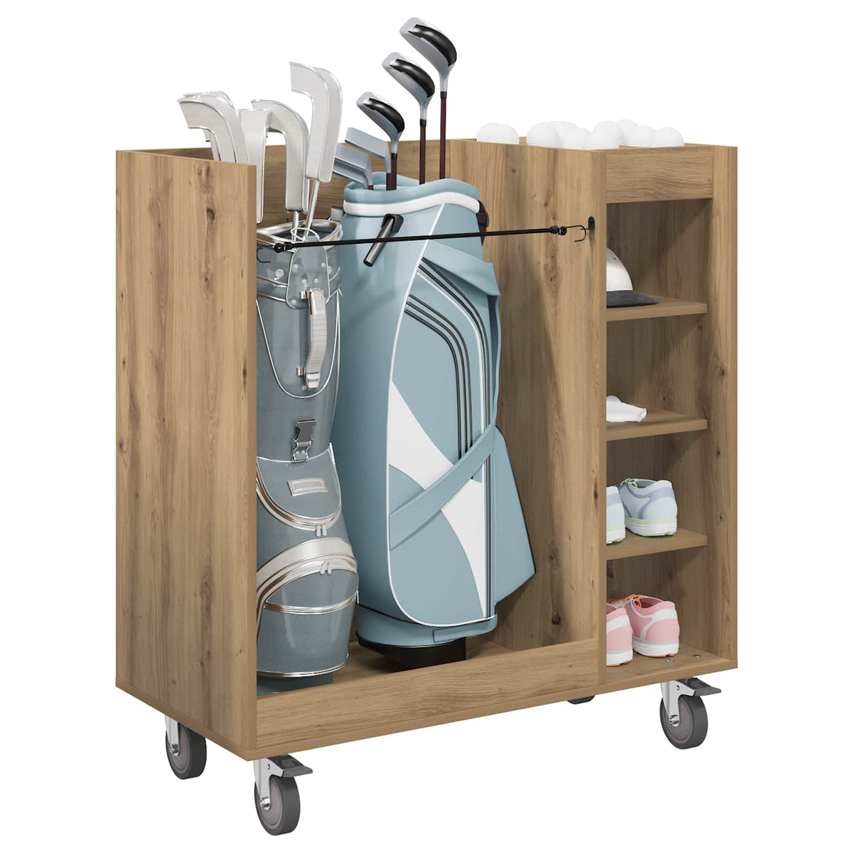 Vidaxx Golfschrank mit Rad, Artisan-Eiche schlicht, 90 x 45 x 98 cm