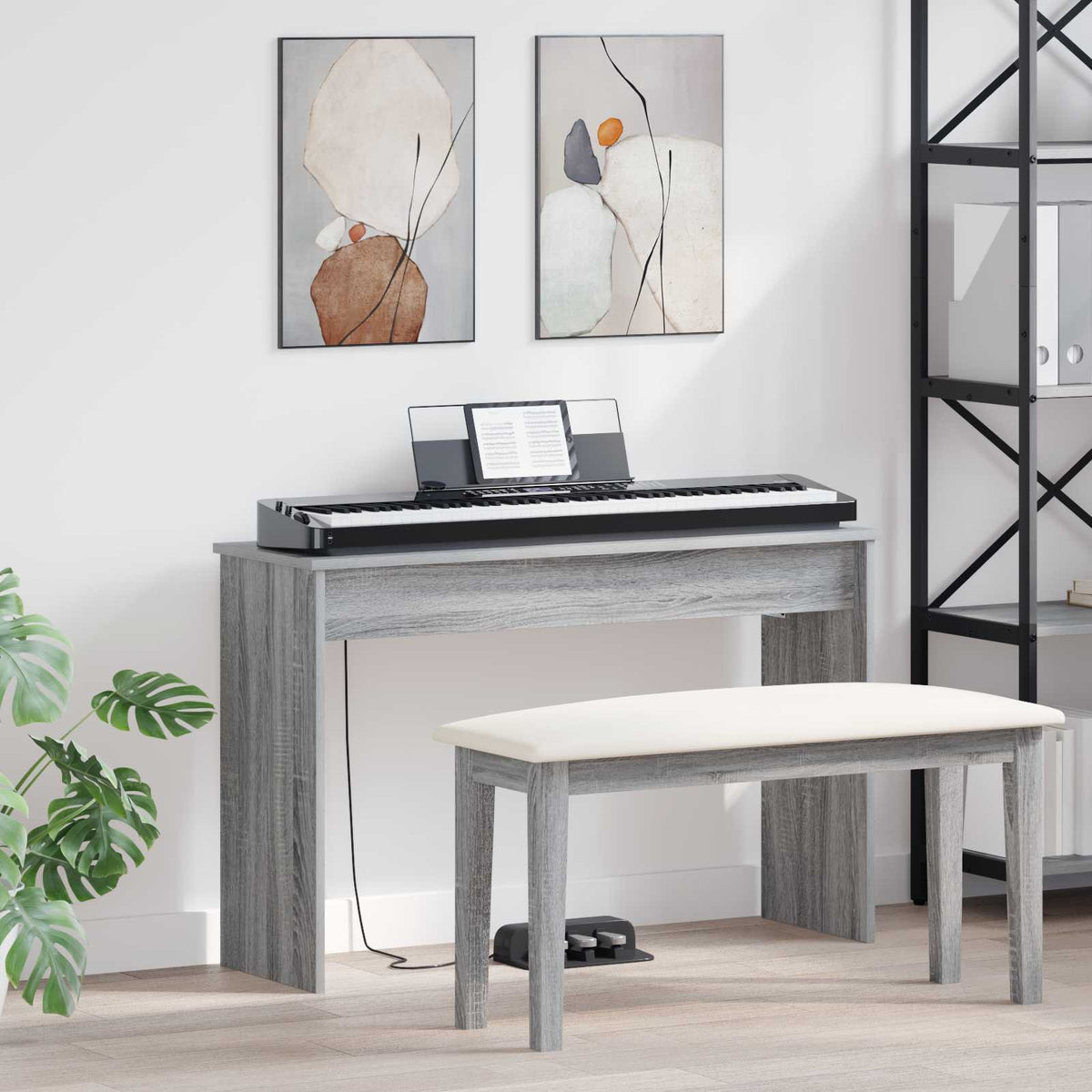 Vidaxl Keyboardständer Sonoma Grau 100 x 32 x 64 cm aus handgefertigtem Holz