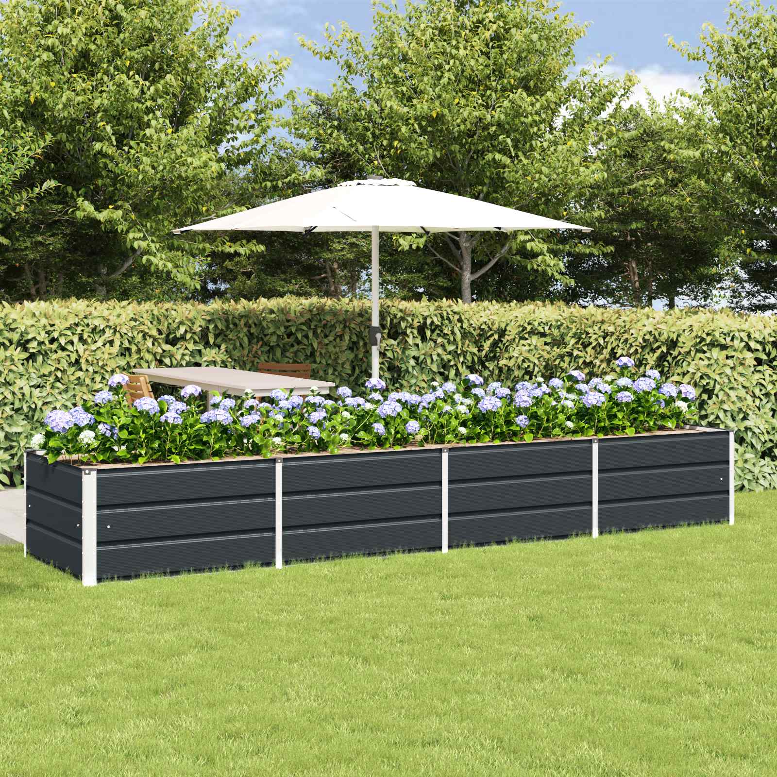 Vidaxx Pflanzgefäß Anthrazit 320 x 80 x 45 cm Stahl