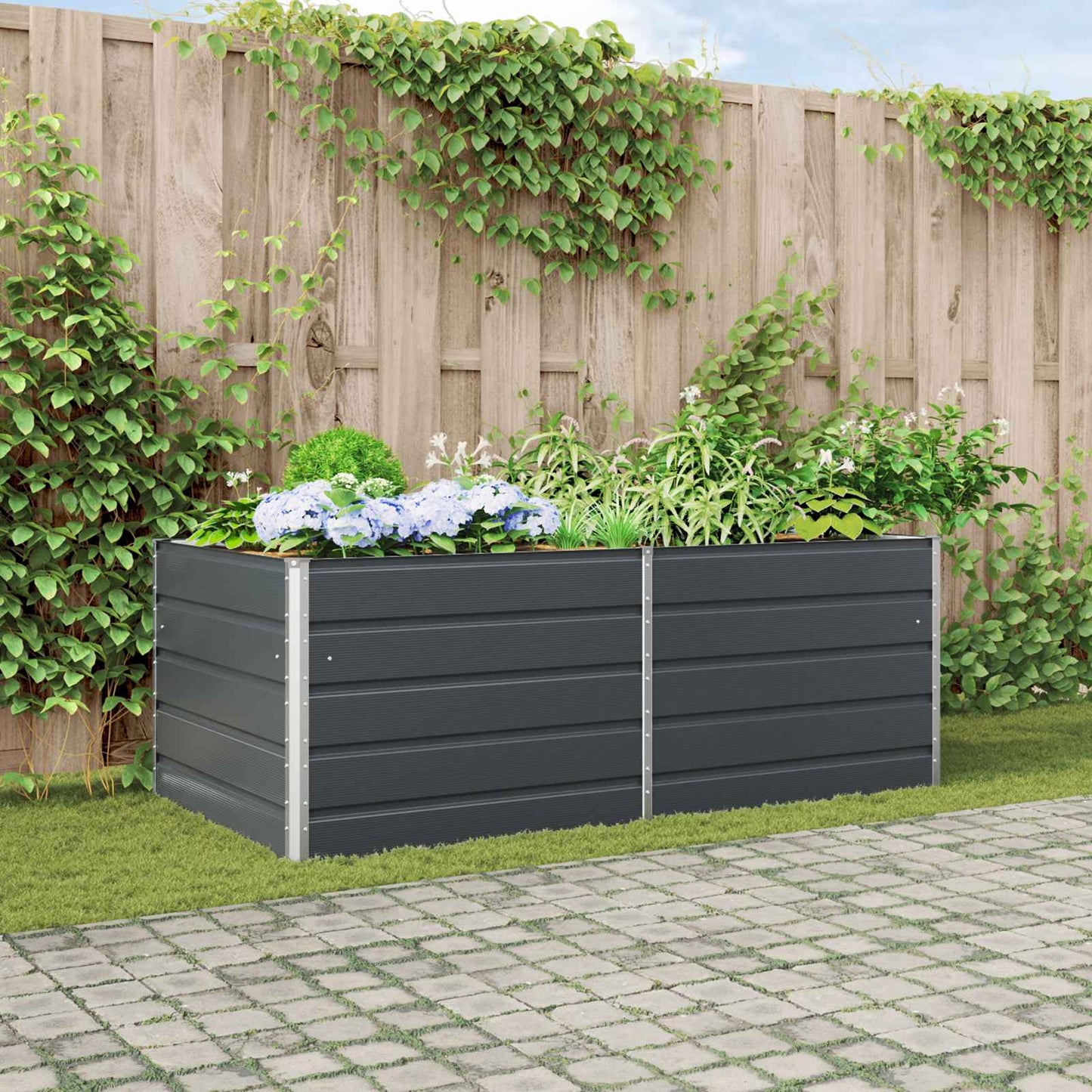 Vidaxx Pflanzgefäß Anthrazit 195 x 100 x 45 cm verzinkter Stahl