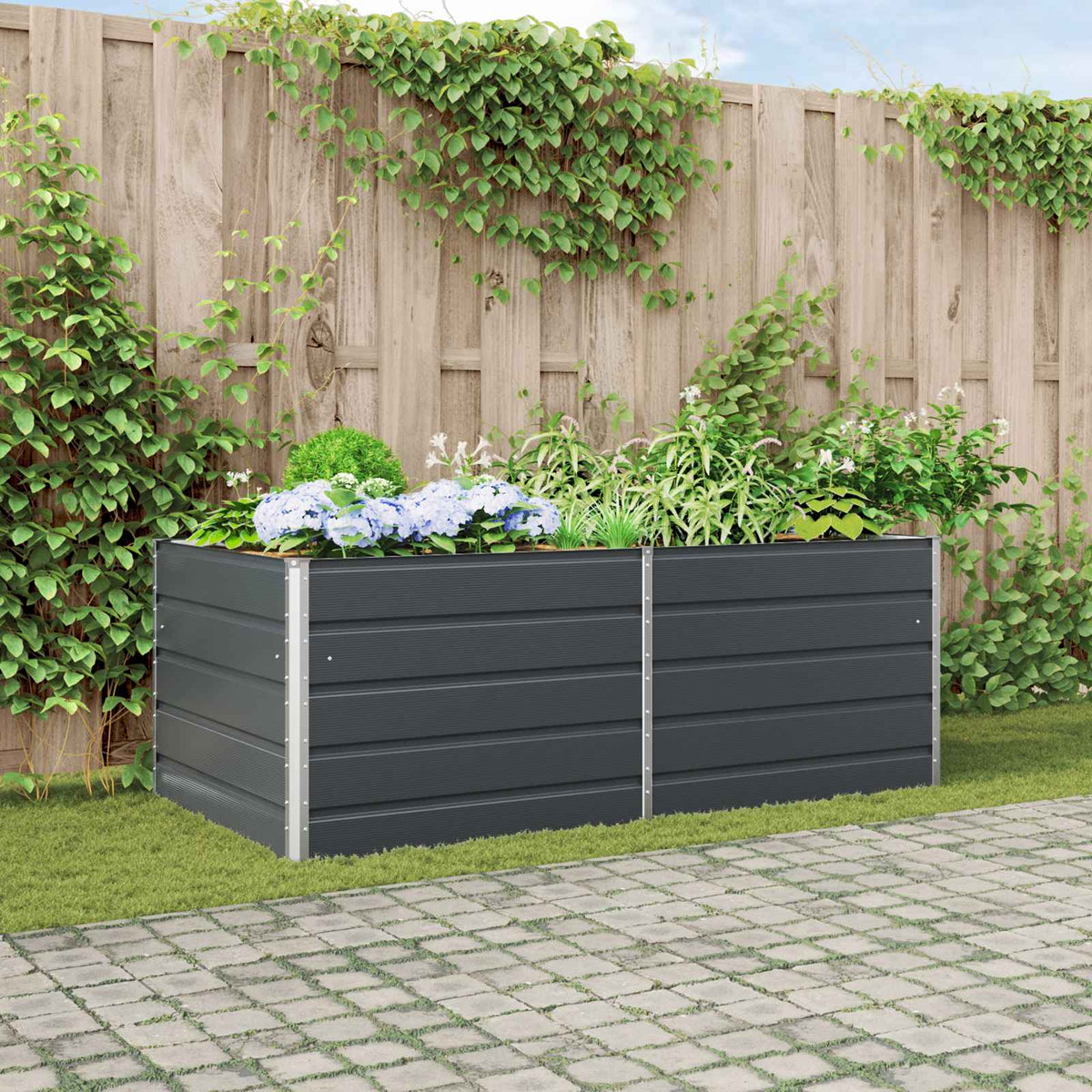 Vidaxx Pflanzgefäß Anthrazit 195 x 100 x 45 cm verzinkter Stahl