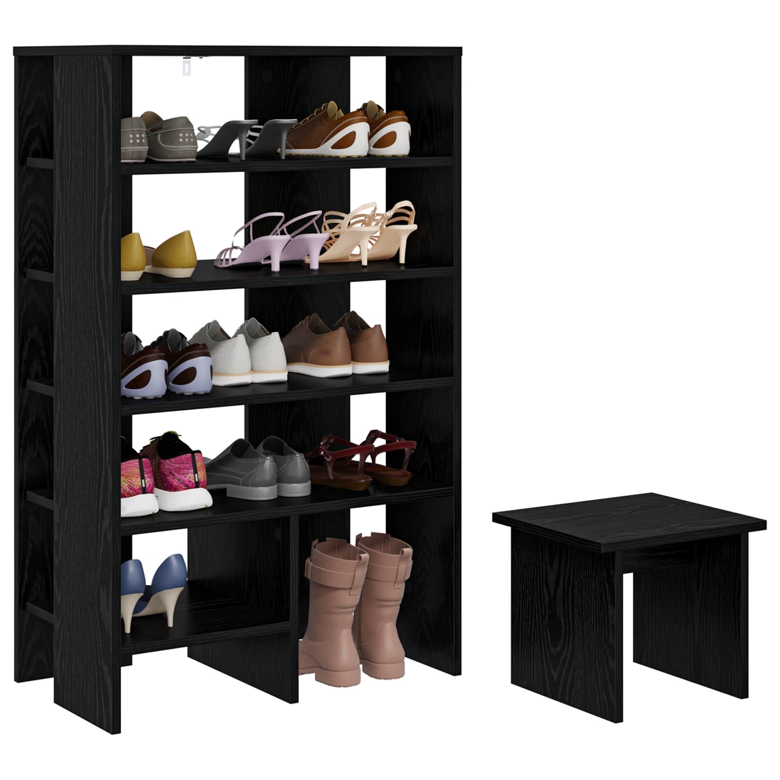 VidaXL Schuhschrank mit Regal 2 Stück aus schwarzem Eichenholz
