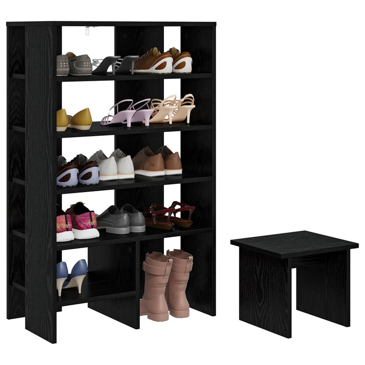 VidaXL Schuhschrank mit Regal 2 Stück aus schwarzem Eichenholz