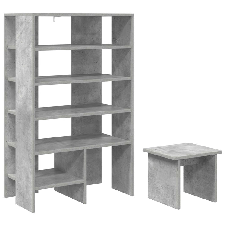 VidaXL Schuhschrank mit Regal 2 Stück betongrau lackiertes Holz