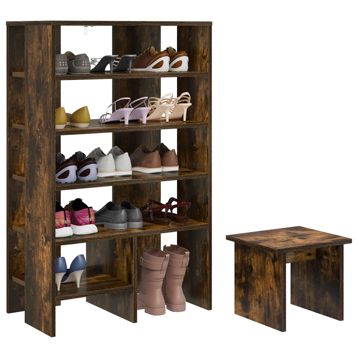 VidaXL Schuhschrank mit Regal 2 Stück, geräuchertes Eichenholz