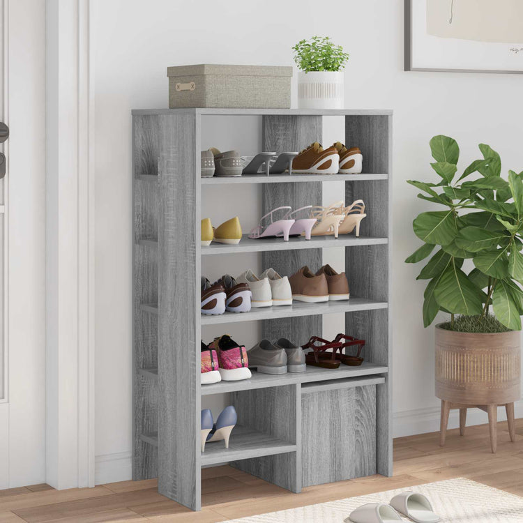 Vidaxl Schuhschrank mit Regal 2 Stück graues Sonoma-Holz