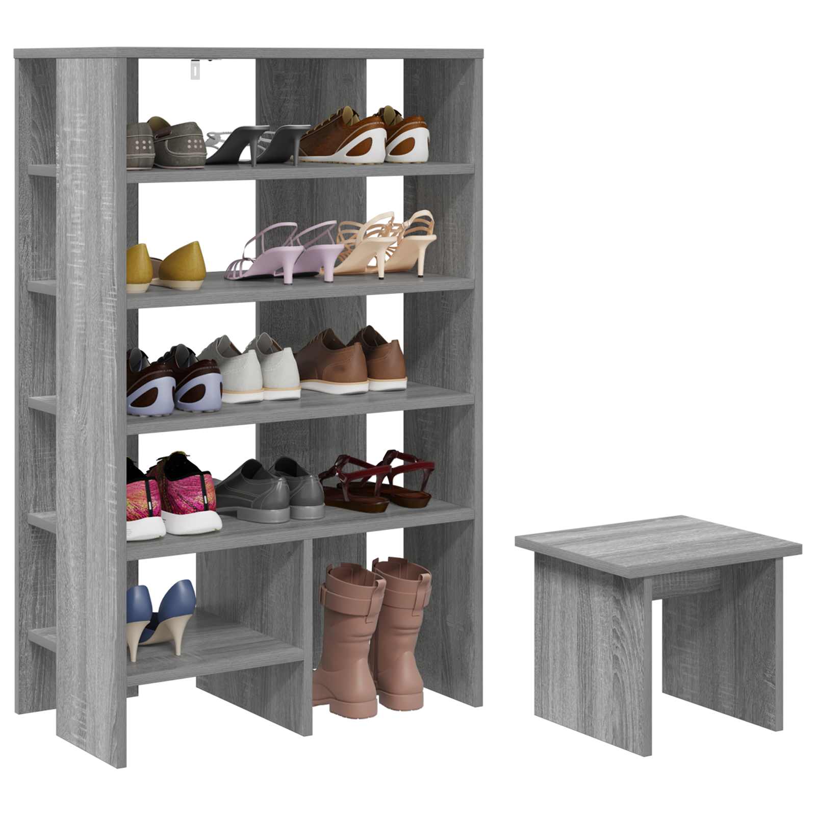 Vidaxl Schuhschrank mit Regal 2 Stück graues Sonoma-Holz