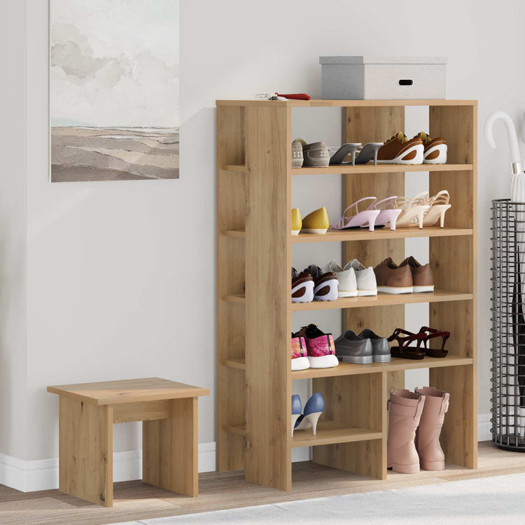 VidaXL Schuhschrank mit Regal 2 Stück Kunsthandwerk aus Eichenholz