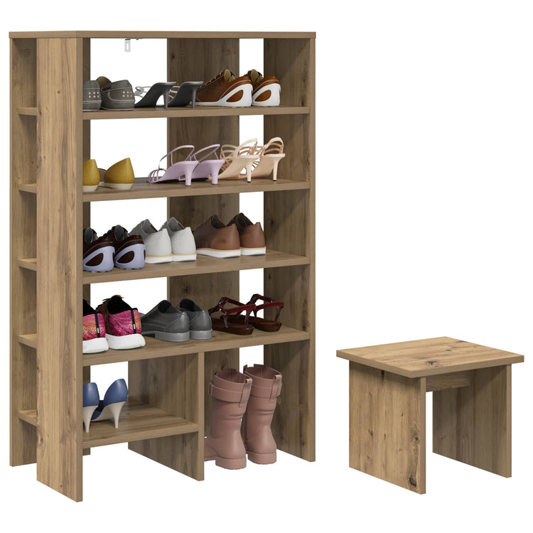 VidaXL Schuhschrank mit Regal 2 Stück Kunsthandwerk aus Eichenholz