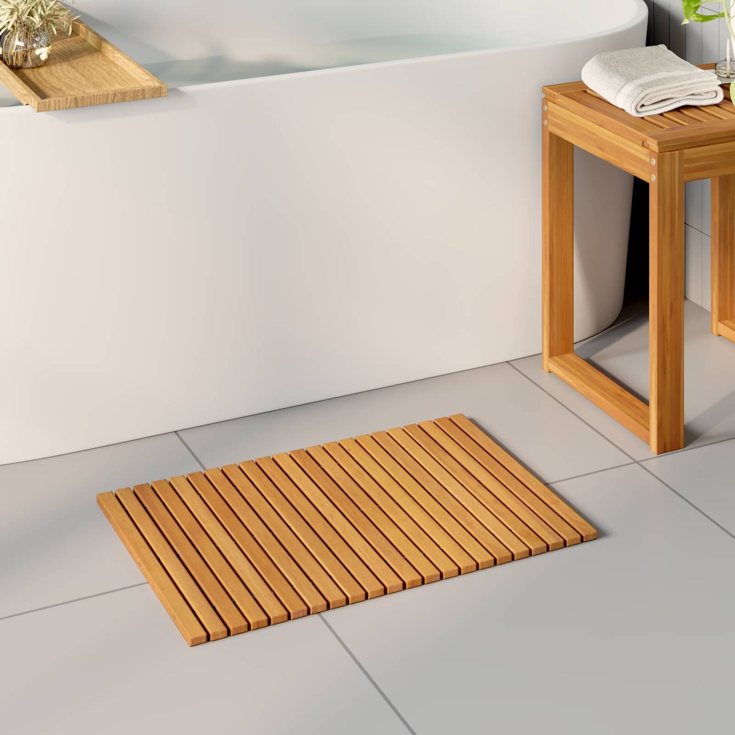 Vidaxx Badematte braun 60 x 40 cm massives Akazienholz