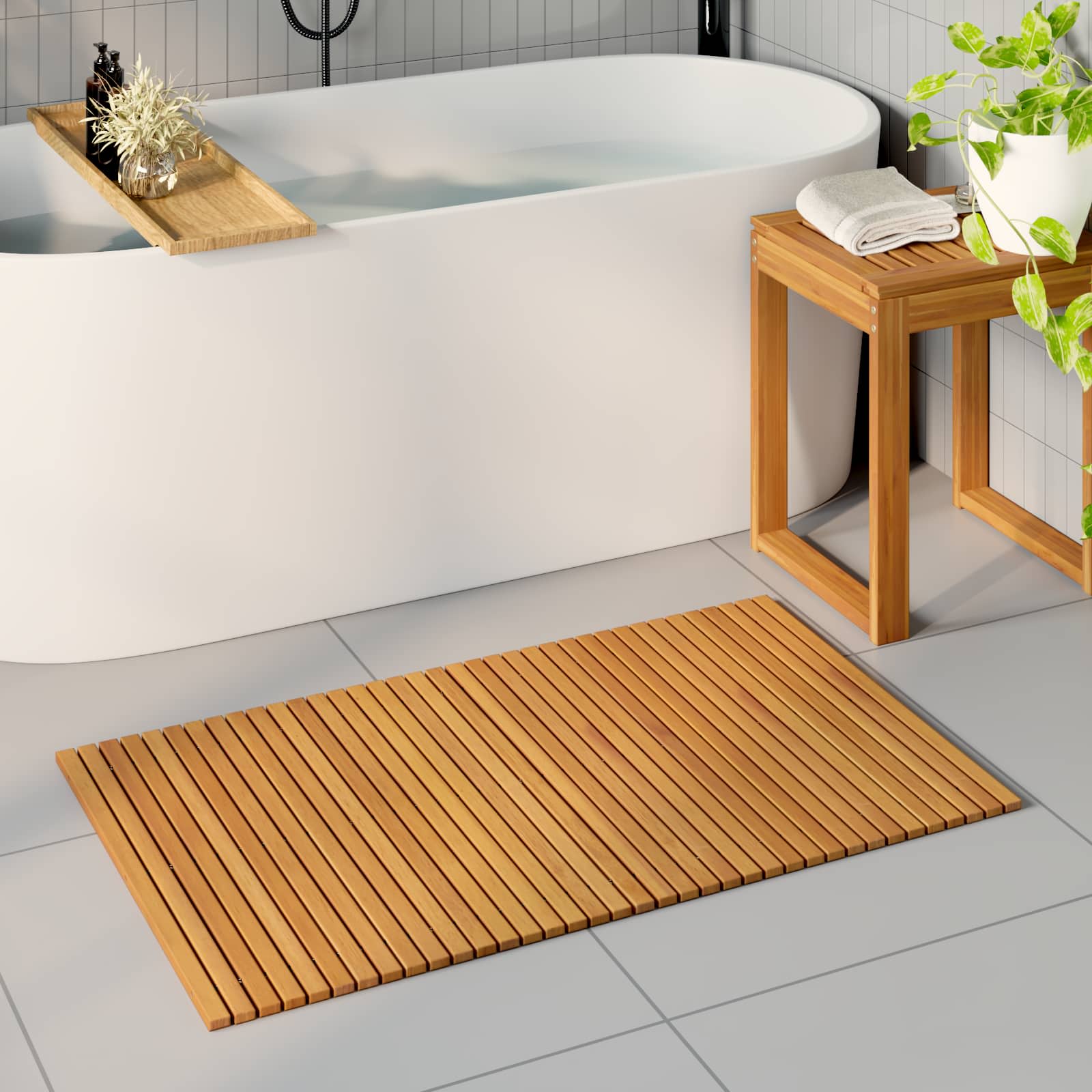 Vidaxx Badematte braun 100 x 60 cm massives Akazienholz
