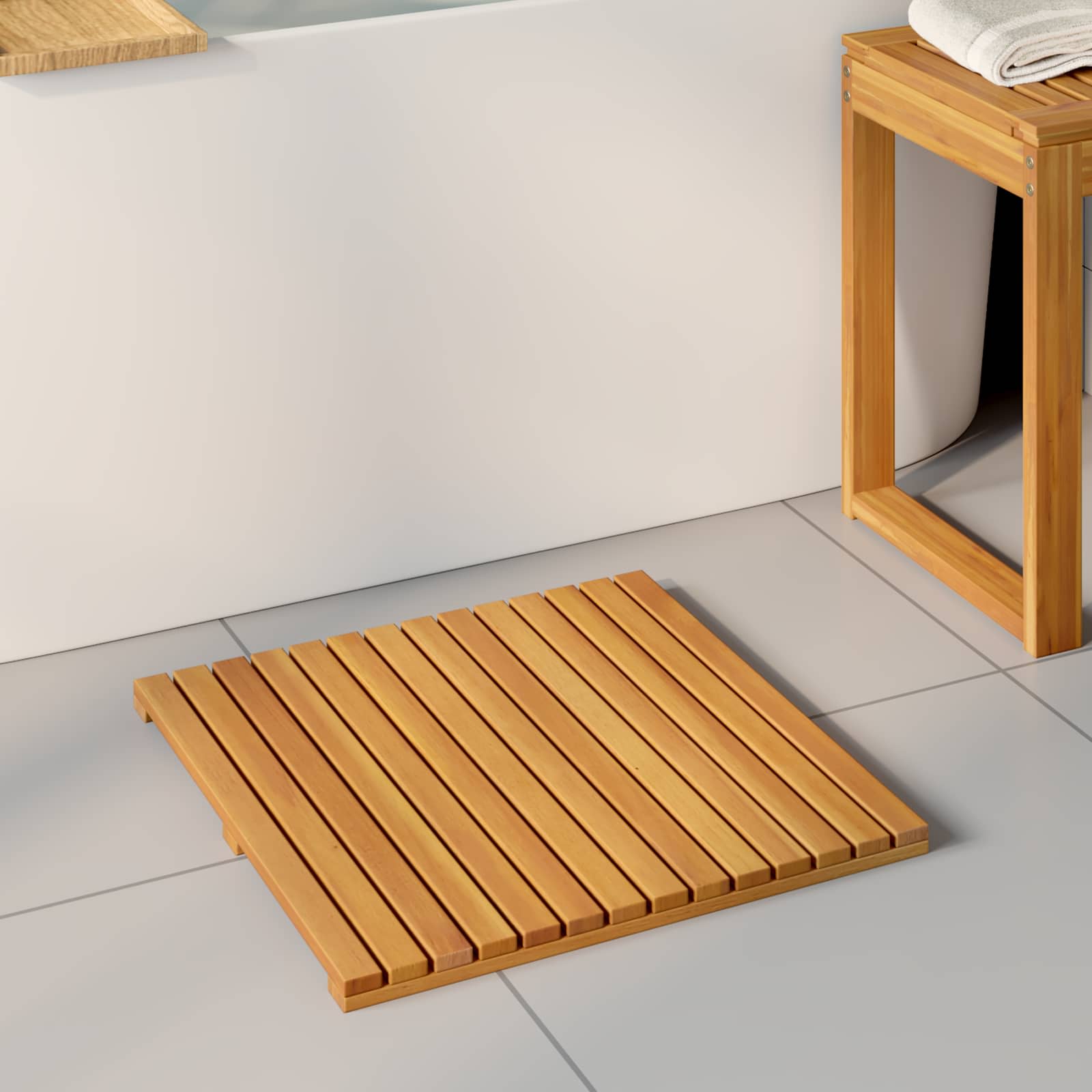 VidaXL Badematte Uni braun 50 x 50 cm Holz