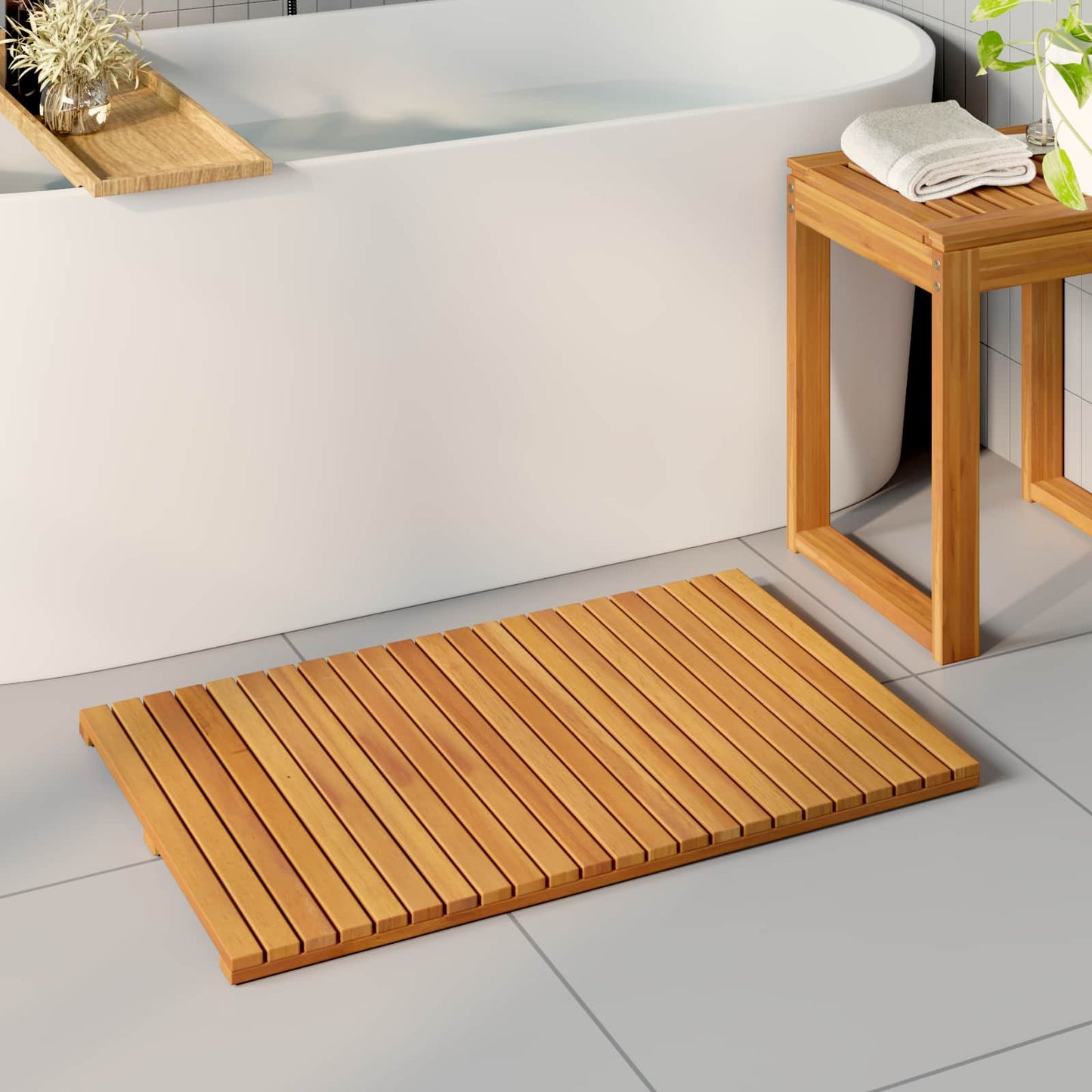 VidaXL Badematte Uni braun 80 x 50 cm Holz