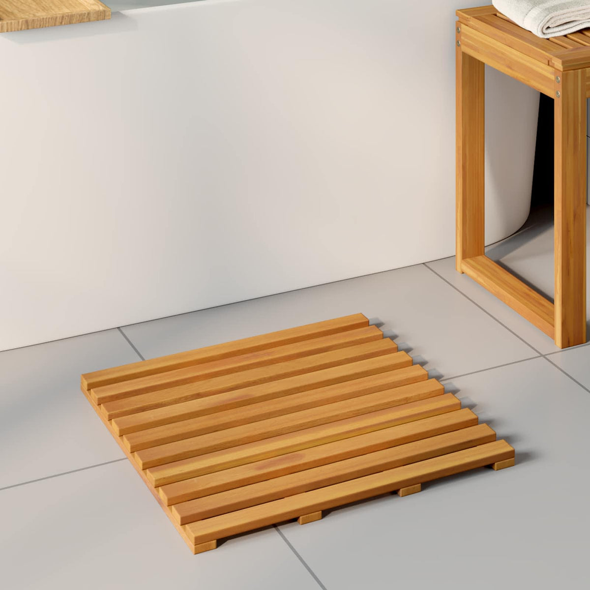 VidaXL Badematte Uni braun 100 x 53 cm Holz