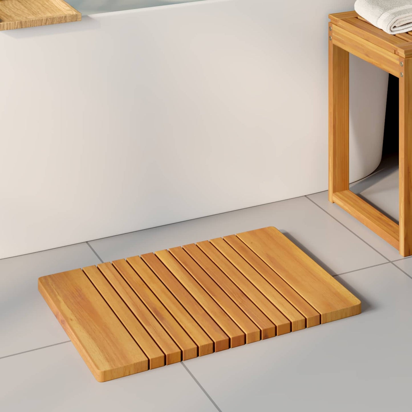 Vidaxxl Badematte Uni braun 59 x 40 cm Holz