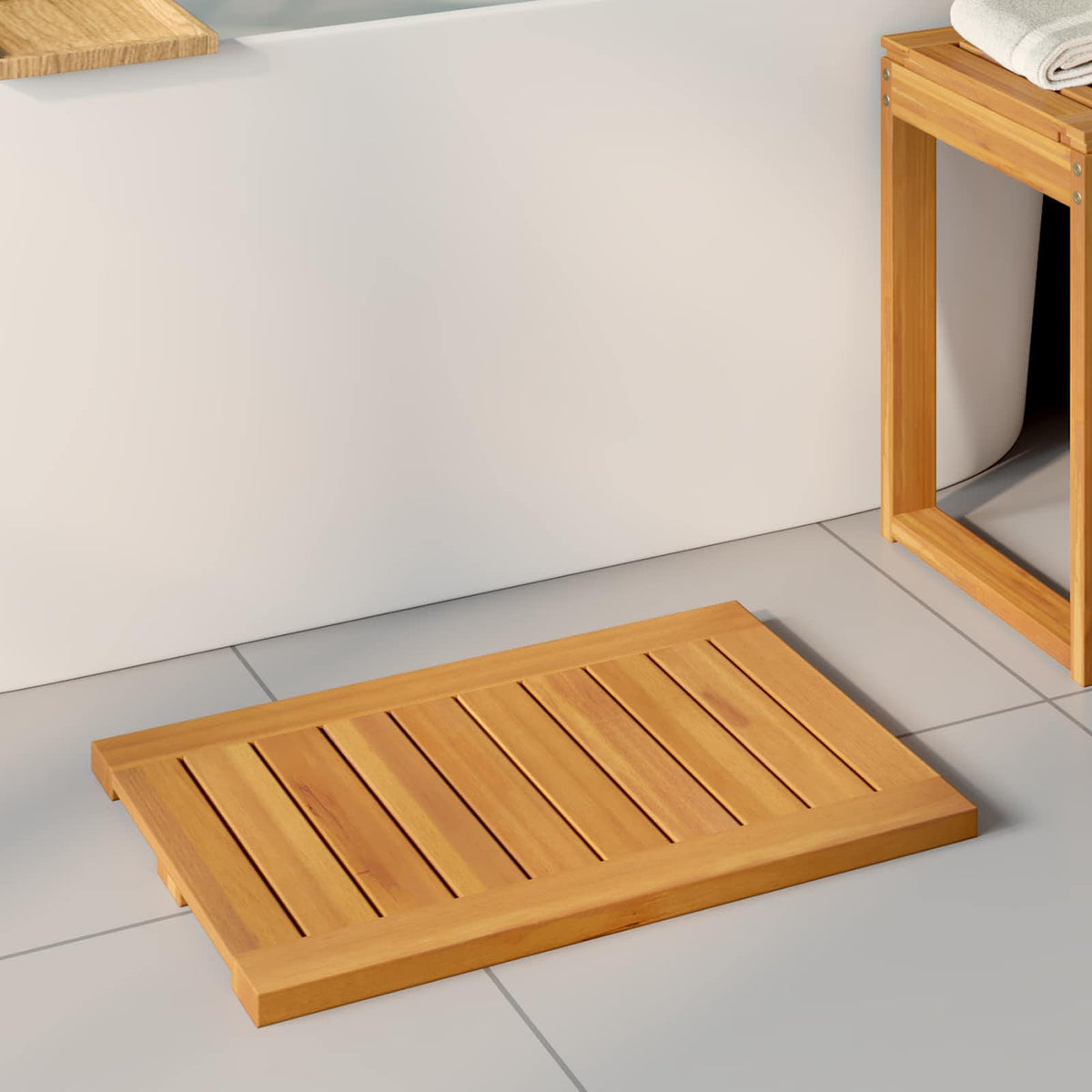 Vidaxxl Badematte Uni braun 60 x 40 cm Holz