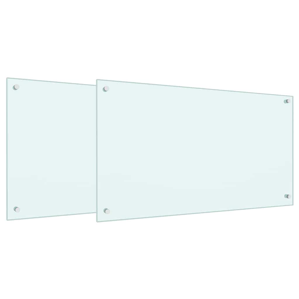 Vidaxxl Küchenrückwand 2 Stück weiß 90 x 50 cm gehärtetes Glas