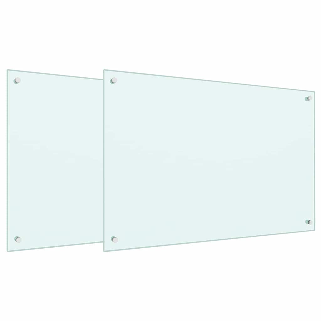 Vidaxxl Küchenrückwand 2 Stück weiß 90 x 60 cm gehärtetes Glas
