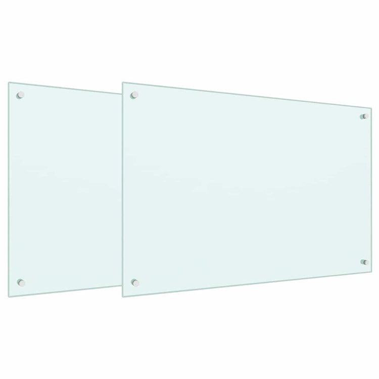 Vidaxxl Küchenrückwand 2 Stück weiß 90 x 60 cm gehärtetes Glas
