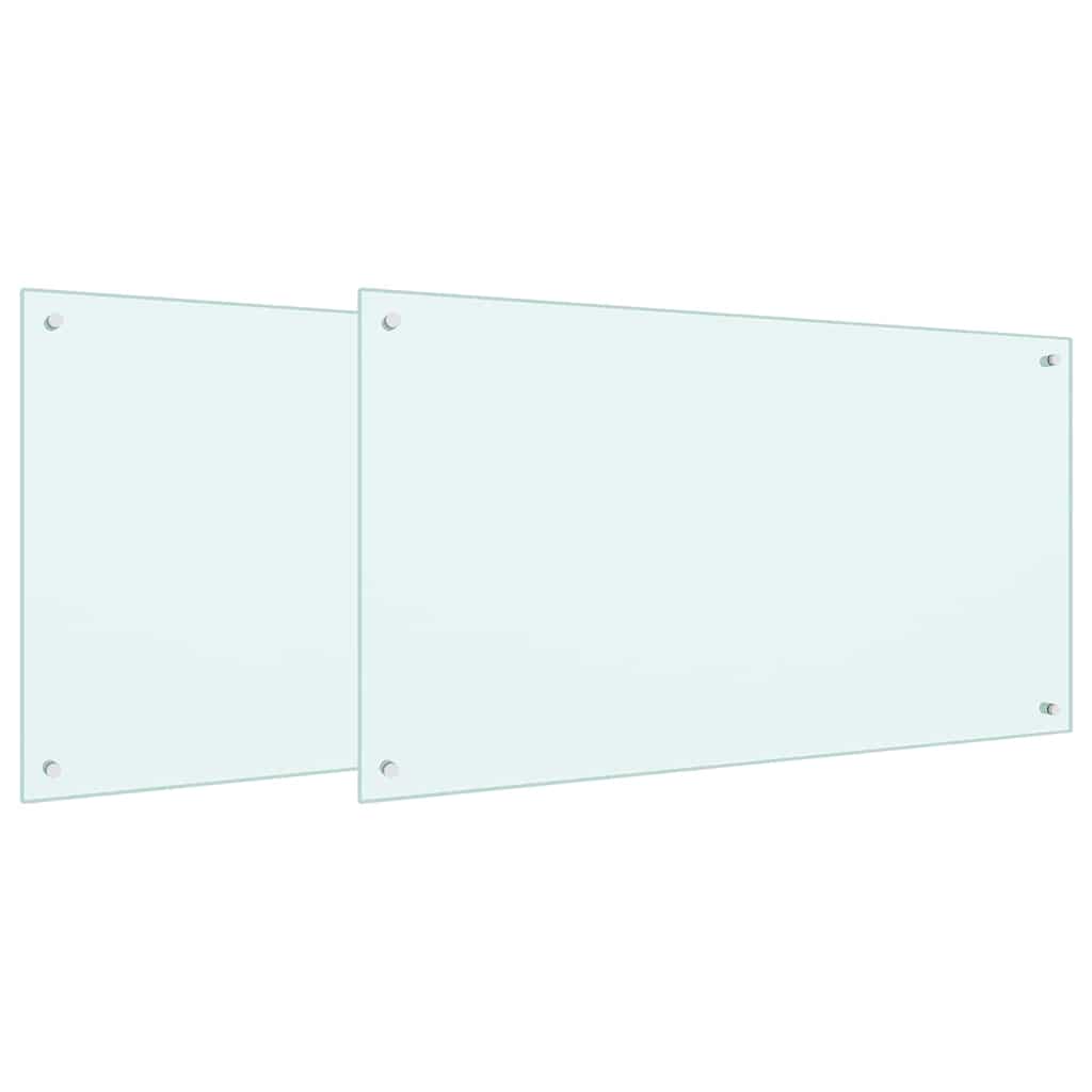 VidaXL Küchenrückwand 2 Stück Weiß 100 x 60 cm Hartglas