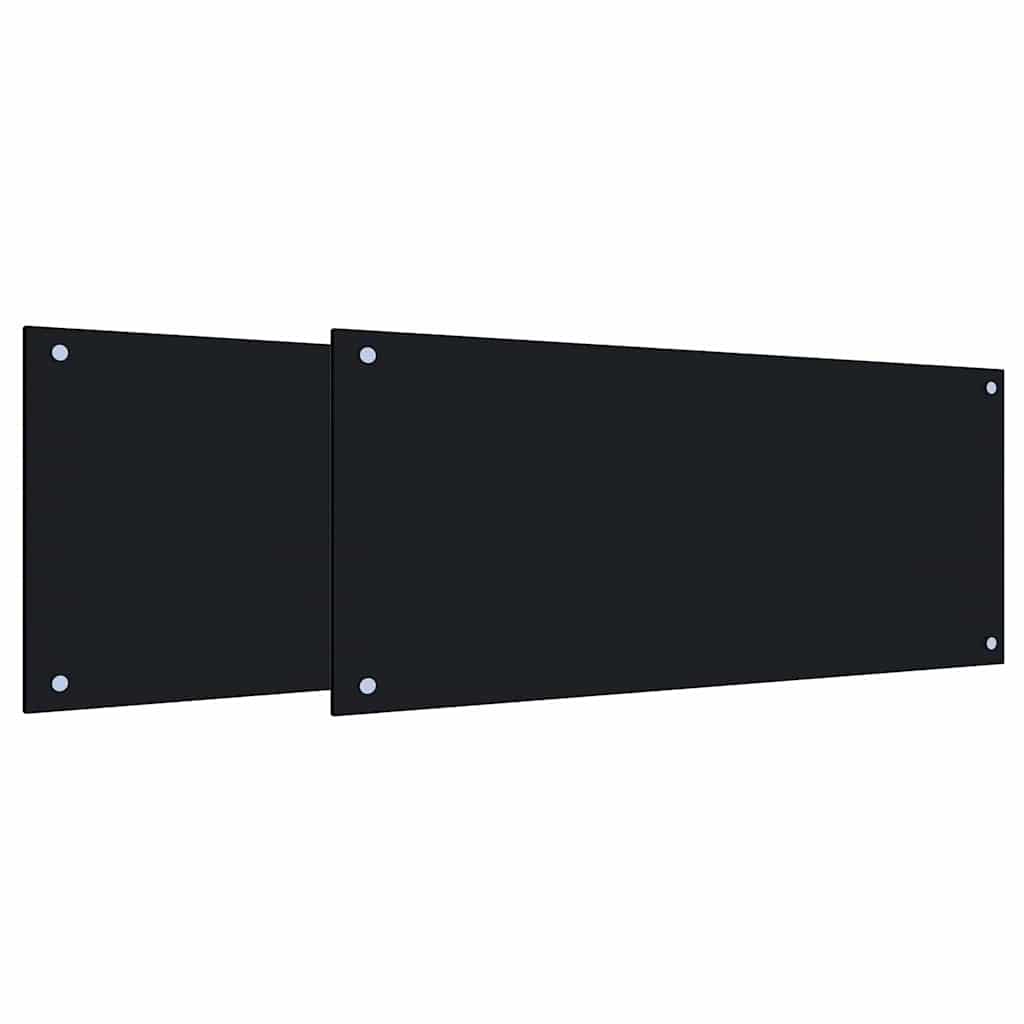 Vidaxxl Küchenrückwand 2 Stück schwarz 90 x 40 cm gehärtetes Glas