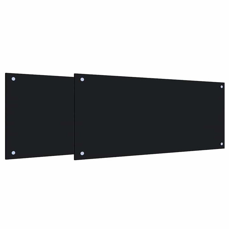 Vidaxxl Küchenrückwand 2 Stück schwarz 90 x 40 cm gehärtetes Glas