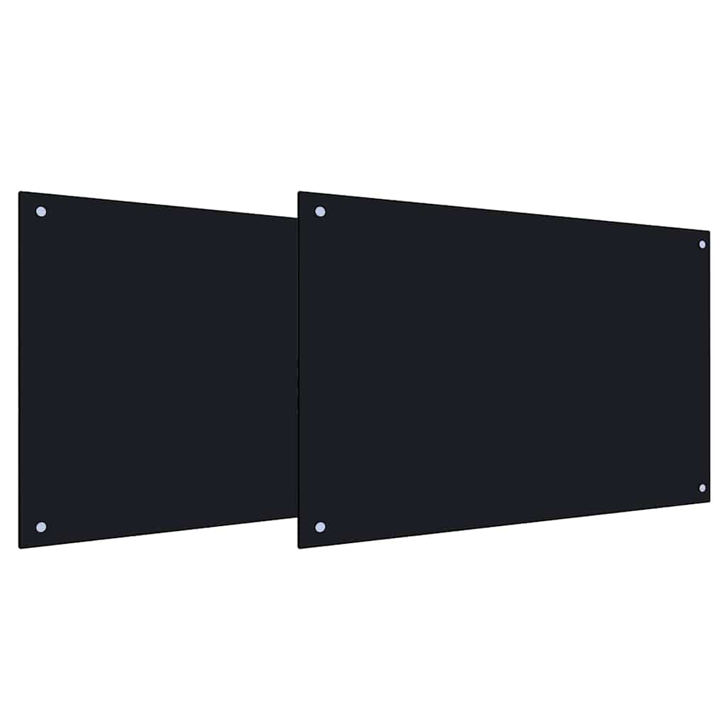 Vidaxxl Küchenrückwand 2 Stück schwarz 90 x 50 cm gehärtetes Glas