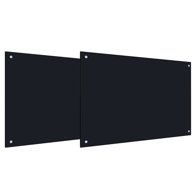 Vidaxxl Küchenrückwand 2 Stück schwarz 90 x 50 cm gehärtetes Glas