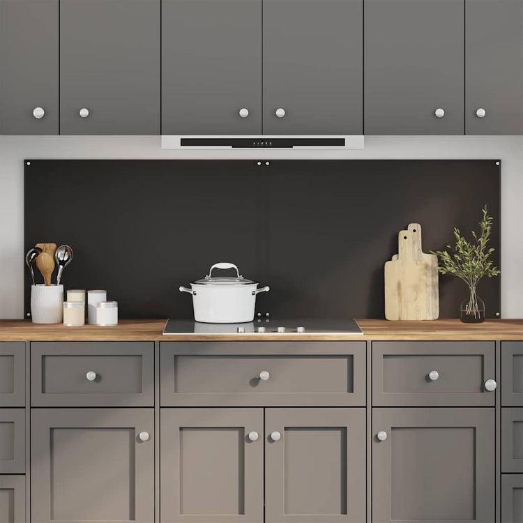 Vidaxxl Küchenrückwand 2 Stück schwarz 90 x 60 cm gehärtetes Glas