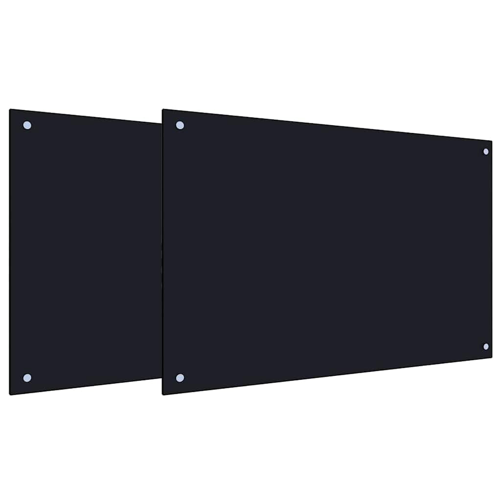 Vidaxxl Küchenrückwand 2 Stück schwarz 90 x 60 cm gehärtetes Glas
