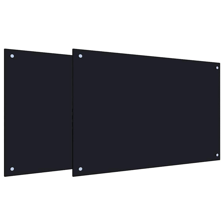 Vidaxxl Küchenrückwand 2 Stück schwarz 90 x 60 cm gehärtetes Glas