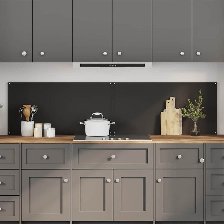 Vidaxxl Küchenrückwand 2 Stück schwarz 100 x 50 cm gehärtetes Glas