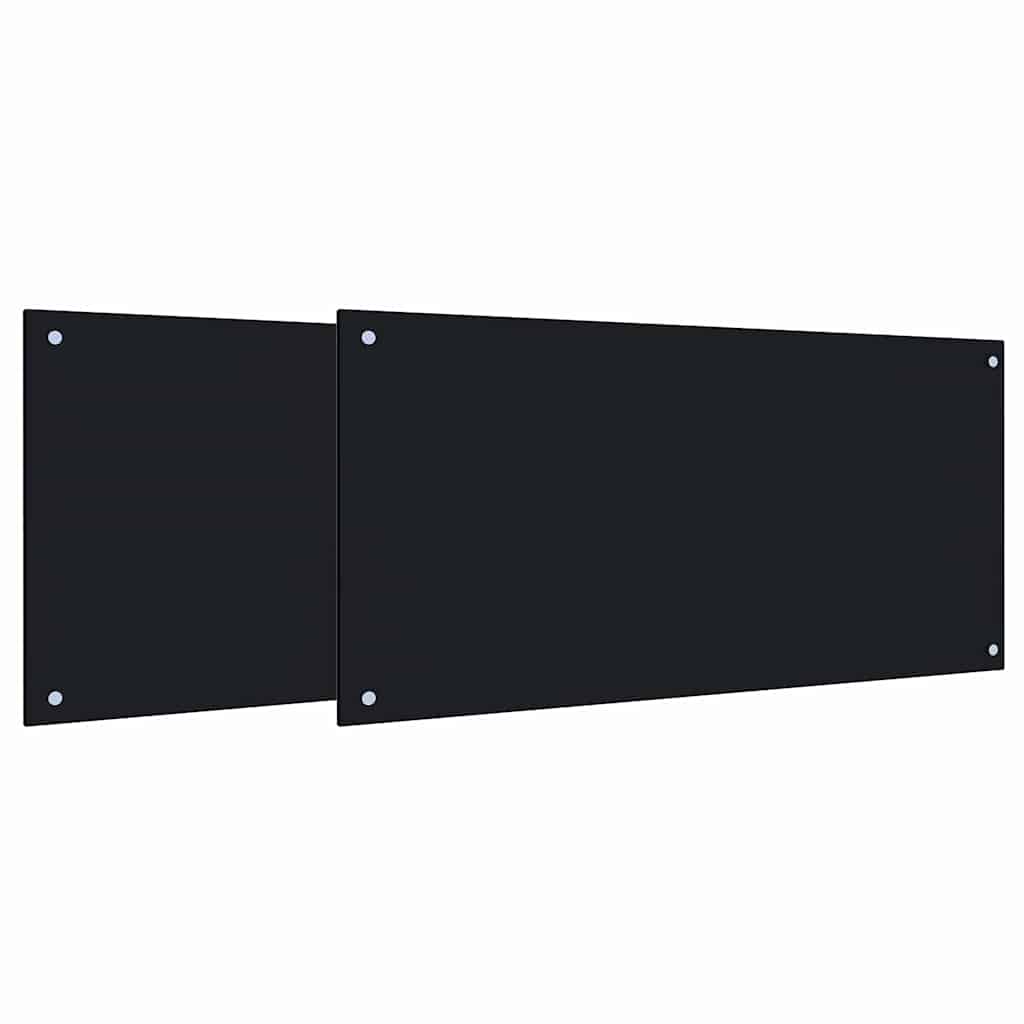 Vidaxxl Küchenrückwand 2 Stück schwarz 100 x 50 cm gehärtetes Glas