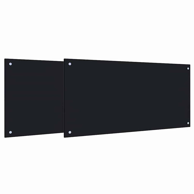 Vidaxxl Küchenrückwand 2 Stück schwarz 100 x 50 cm gehärtetes Glas