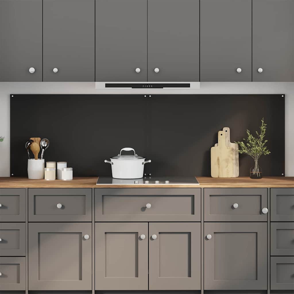 Vidaxxl Küchenrückwand 2 Stück schwarz 100 x 60 cm Hartglas