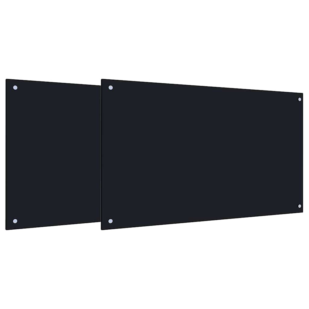 Vidaxxl Küchenrückwand 2 Stück schwarz 100 x 60 cm Hartglas
