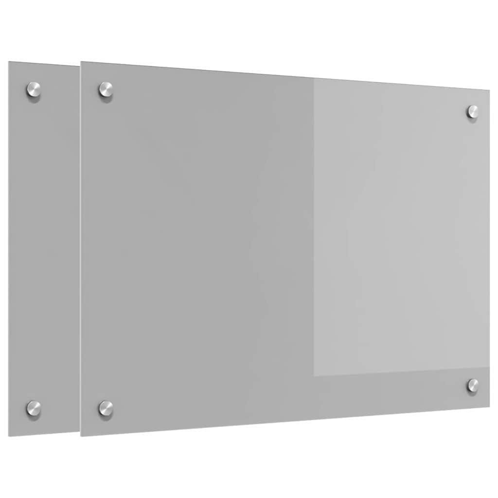 Vidaxxl Küchenrückwand 2 Stück hellgrau 70 x 50 cm gehärtetes Glas