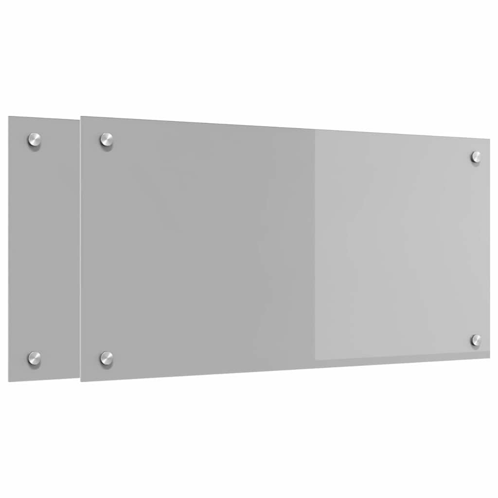 Vidaxxl Küchenrückwand 2 Stück hellgrau 80 x 40 cm gehärtetes Glas