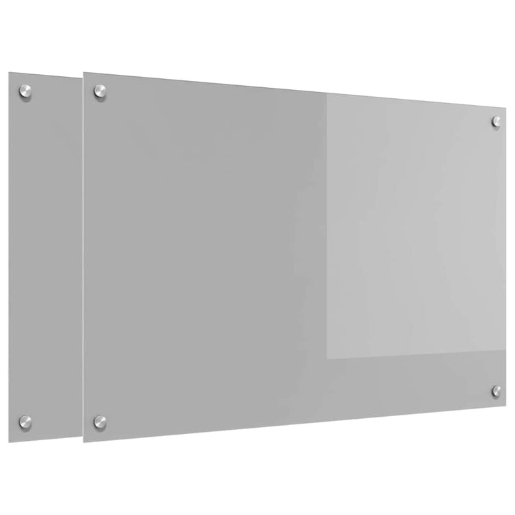 Vidaxxl Küchenrückwand 2 Stück hellgrau 90 x 60 cm gehärtetes Glas
