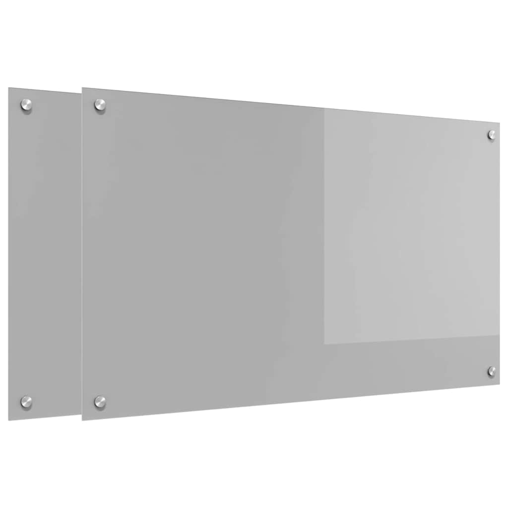 Vidaxxl Küchenrückwand 2 Stück hellgrau 100 x 60 cm gehärtetes Glas