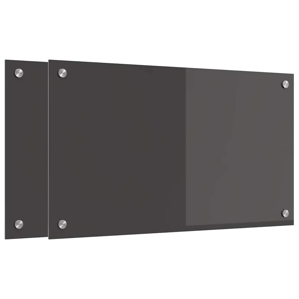 Vidaxxl Küchenrückwand 2 Stück dunkelgrau 70 x 40 cm gehärtetes Glas