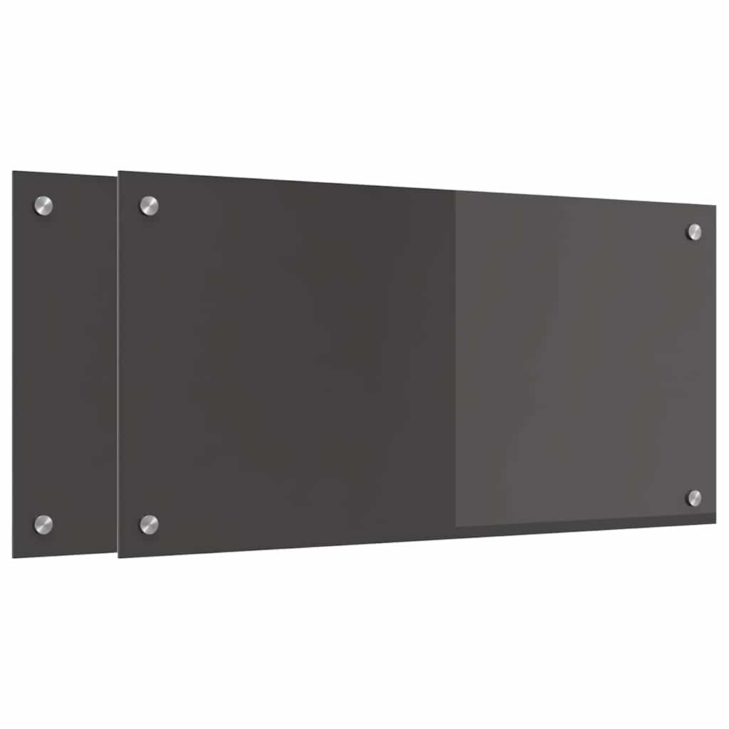 Vidaxxl Küchenrückwand 2 Stück dunkelgrau 80 x 40 cm gehärtetes Glas