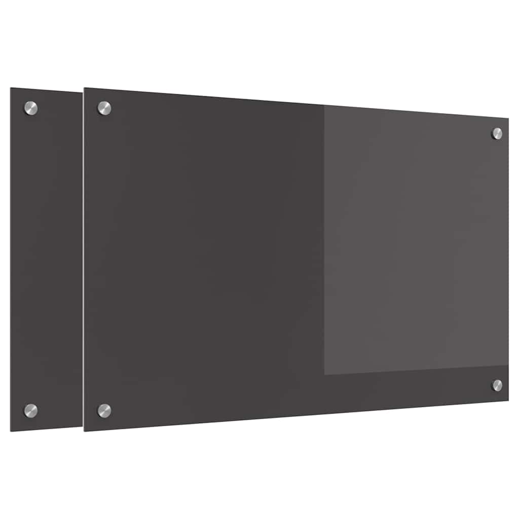 Vidaxxl Küchenrückwand 2 Stück dunkelgrau 80 x 50 cm gehärtetes Glas