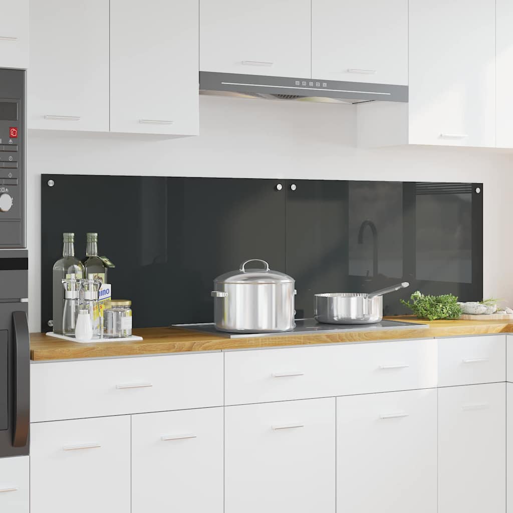 Vidaxxl Küchenrückwand 2 Stück dunkelgrau 90 x 50 cm gehärtetes Glas
