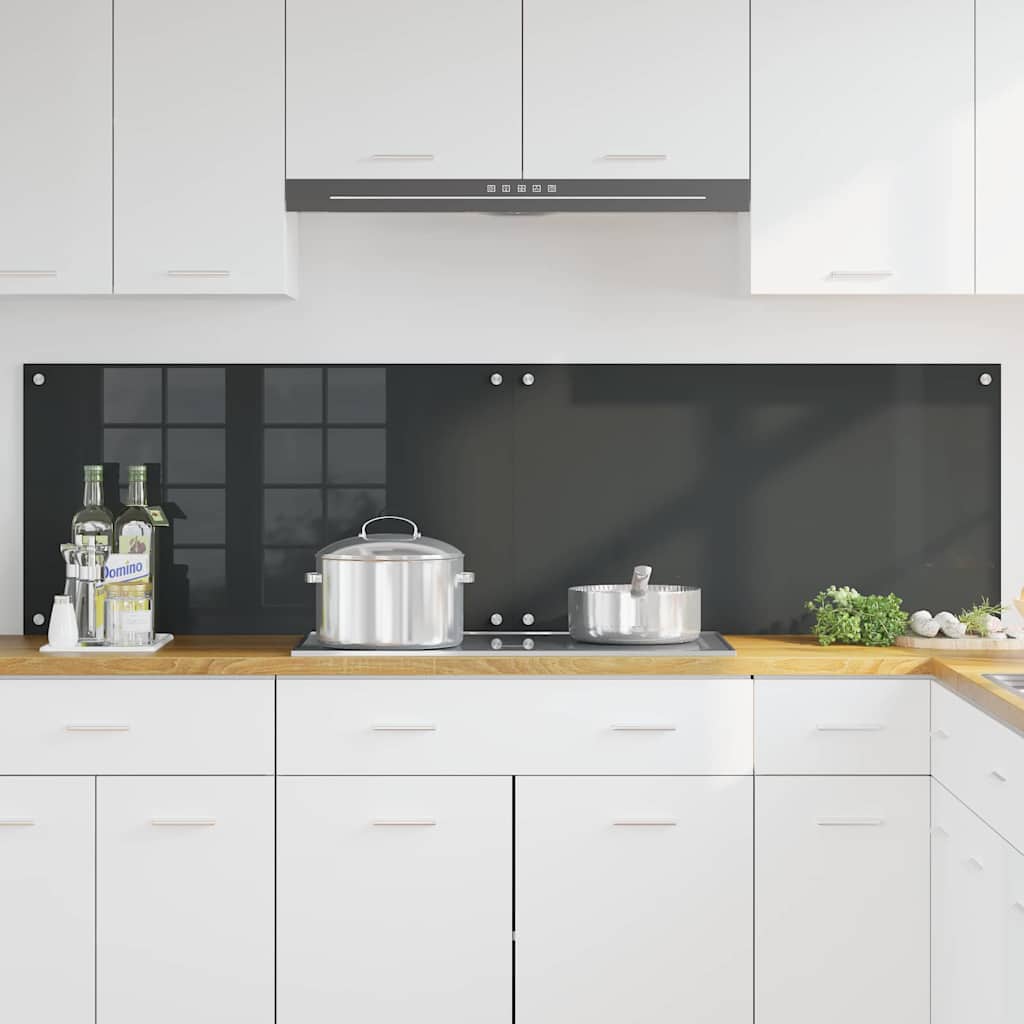 Vidaxxl Küchenrückwand 2 Stück dunkelgrau 90 x 50 cm gehärtetes Glas