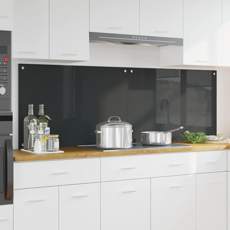 Vidaxl Keuken Spatscher 2 Stück Donkergrijs 90 x 60 cm Hartglas